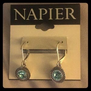 NWT Napier Blue gem with silver earrings